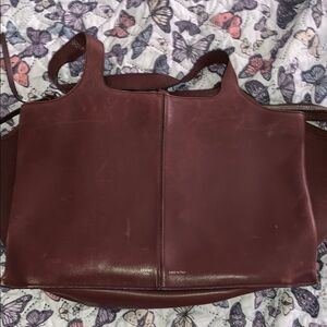 Celine Burgundy Leather Tote Bag